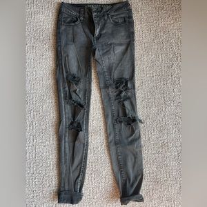 Women Black distressed American Eagle jegging skinny Jeans Size 00